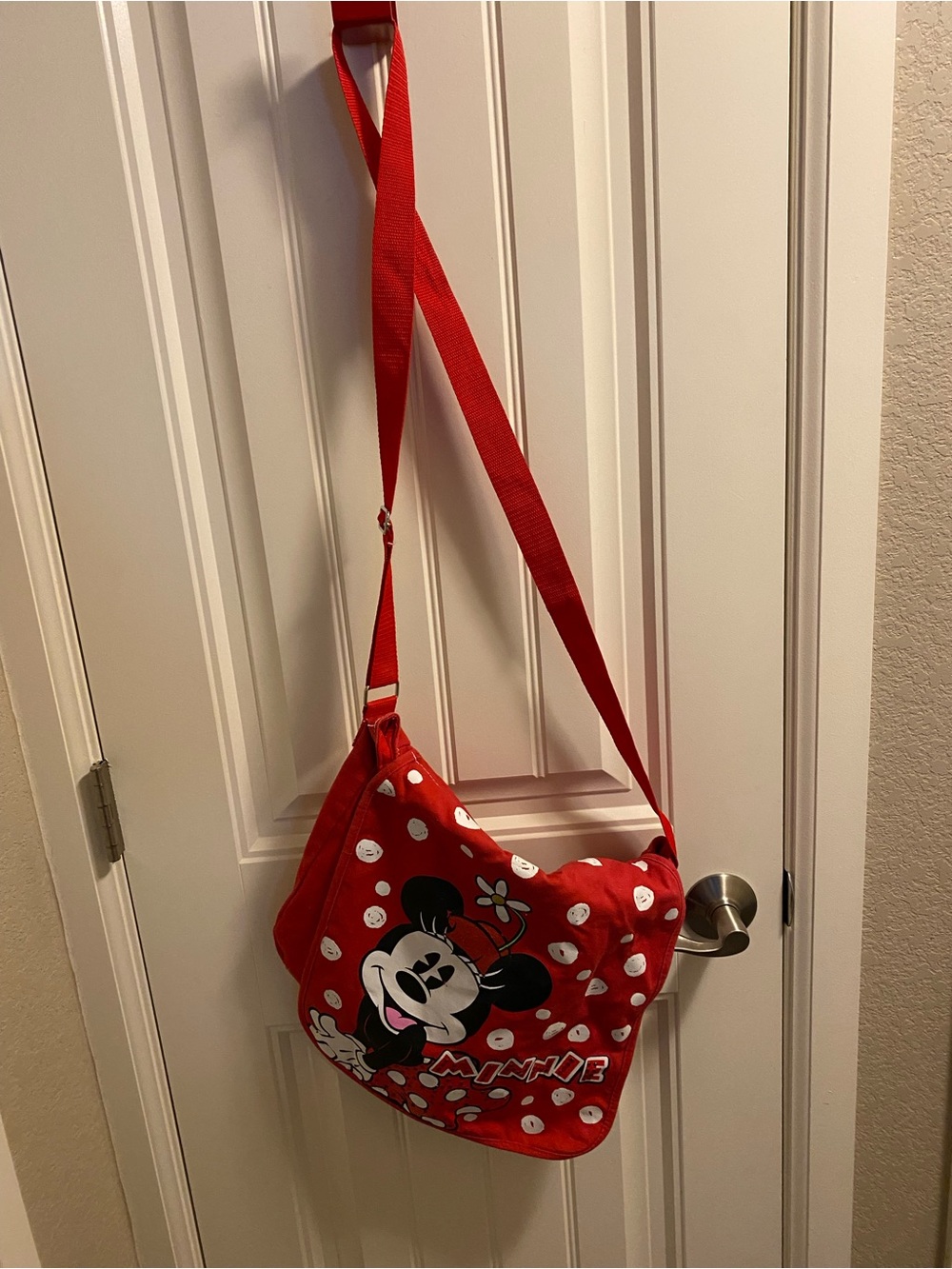 Disney Parks Purse Crossbody Messenger Bag Minnie Mouse Embellished Tote Red
